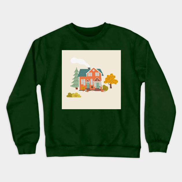 Countryside house surrounded by Autumn plants Crewneck Sweatshirt by DanielK